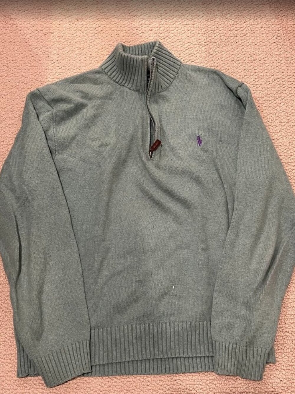 Polo Ralph Lauren Quarter-Zip Sweater XL – 100% Cotton Seafoam Green